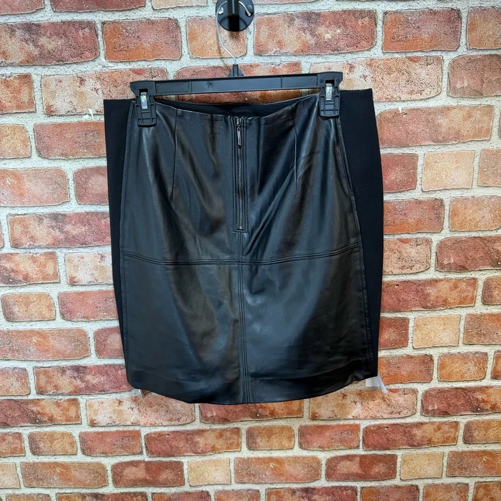 Black Faux Leather Panel Mini Skirt by White house black market - Picture 2 of 7